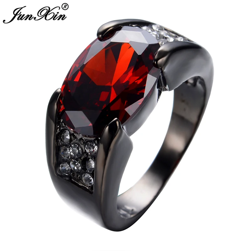 Junxin Retro Vintage Red Ring Black Gold Filled Zircon Women Junxin Retro Vintage Red Ring Black Gold Filled Zircon Women Men Wedding Engagement Party Jewelry Joyeria In Rings From