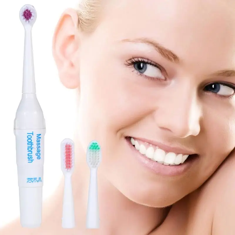 

Portable Electric Toothbrush Battery Operated Waterproof Tooth Brush with 2 Brush Heads Oral Hygiene Health Products