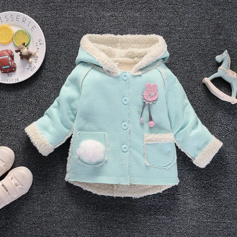 BibiCola baby girls jacket fur hooded girls coat new spring top autumn