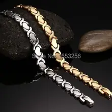 Серебро/золото 316L нержавеющая сталь мужская мода Цепочка со звеньями-сердечками браслет 9 мм 8,26''