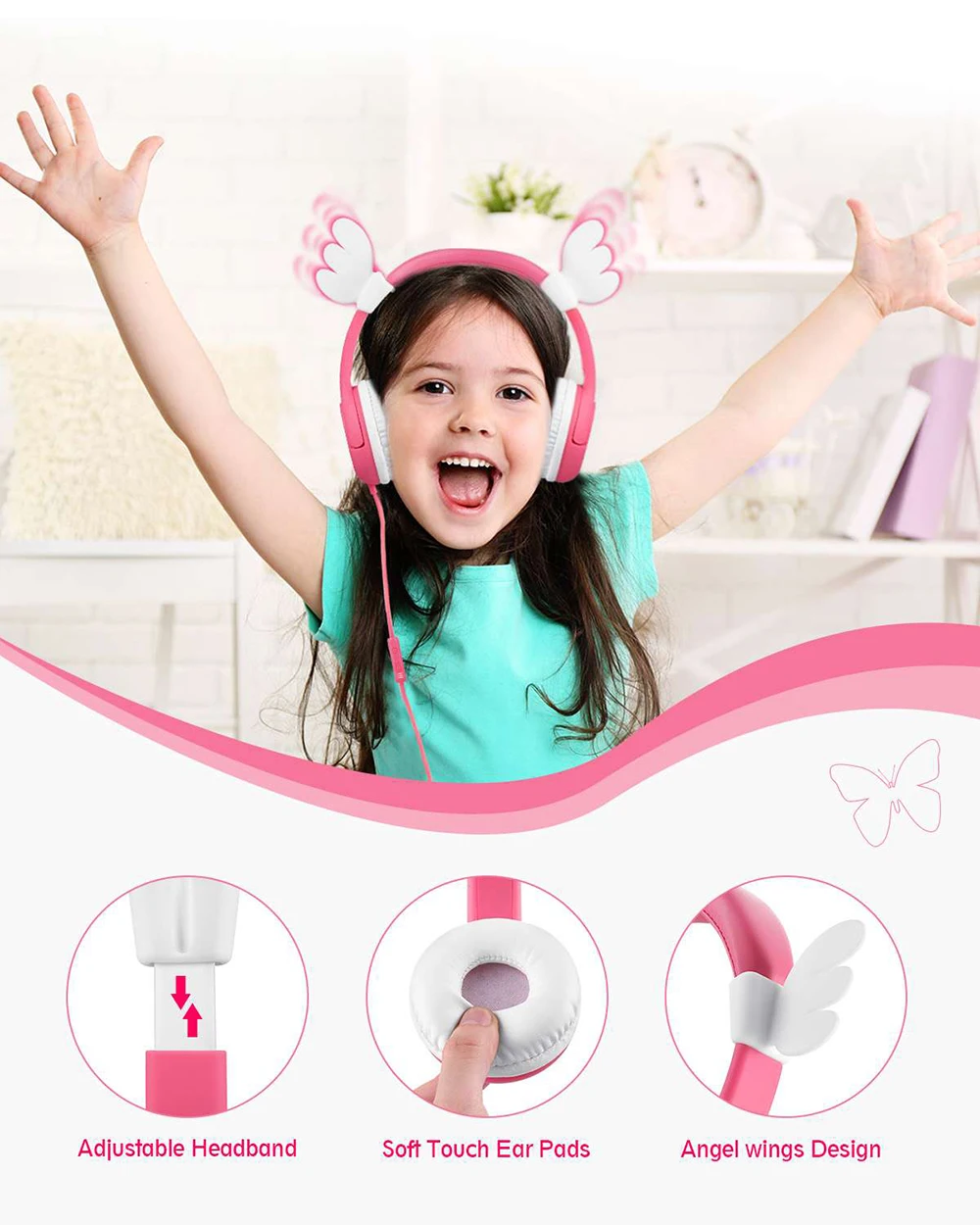 

Kids Headphones EasySMX Headset Headphones with 80-85dB Child Safe Volume Headset for IPhone IPad Huawei