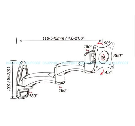 LCD-LED-TV-Wall-Mount-Rotary-Monitor-Holder-Extension-Arm-Rack15-27-Max-Load-8KGS-YSFE112W