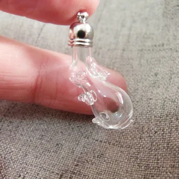 

20pcs/lot 5x30x10mm cute animal clear rice vial glass wishing bottle & cap & rubber for diy pendant charms