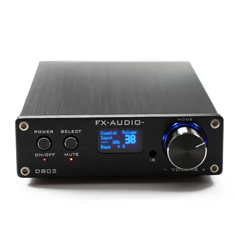 

FX-Audio D802 USB Optical Fiber Coaxial Input Home Audio Hifi Pure Digital Amplifier 192KHz 80W+80W OLED Display Remote Control