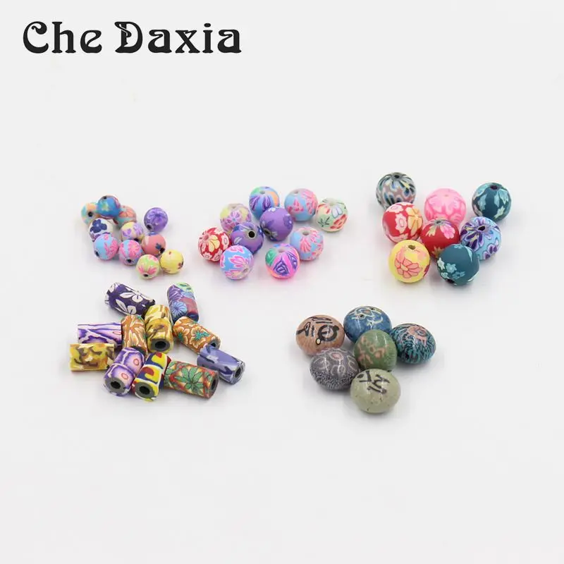 

(100 PCS/Pack) Bohemia Bracelet Assorted Colors Round Fimo Polymer Clay Ceramic Spacer Loose Beads For DIY Jewelry Accessories