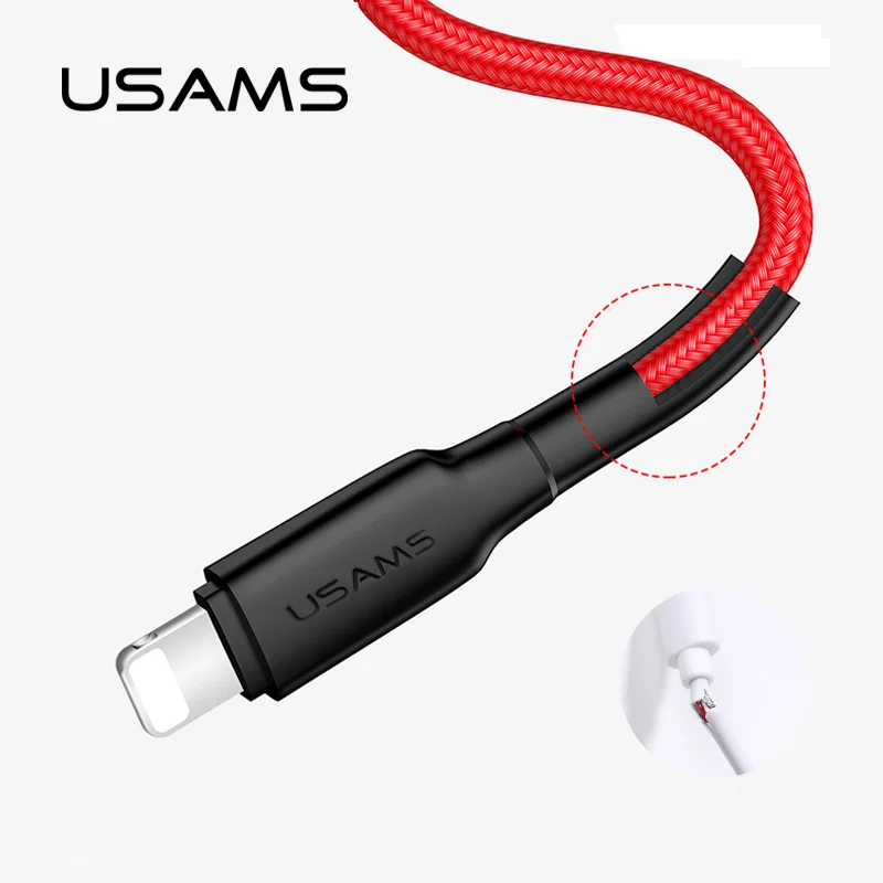 Kopen USAMS Hi Tensile Usb kabel voor iPhone 5 6 7 XS Snelle Lader Datakabel Charge amp; Sync Kabel 5 v 2A oplaadkabel voor iOS 12 11 10