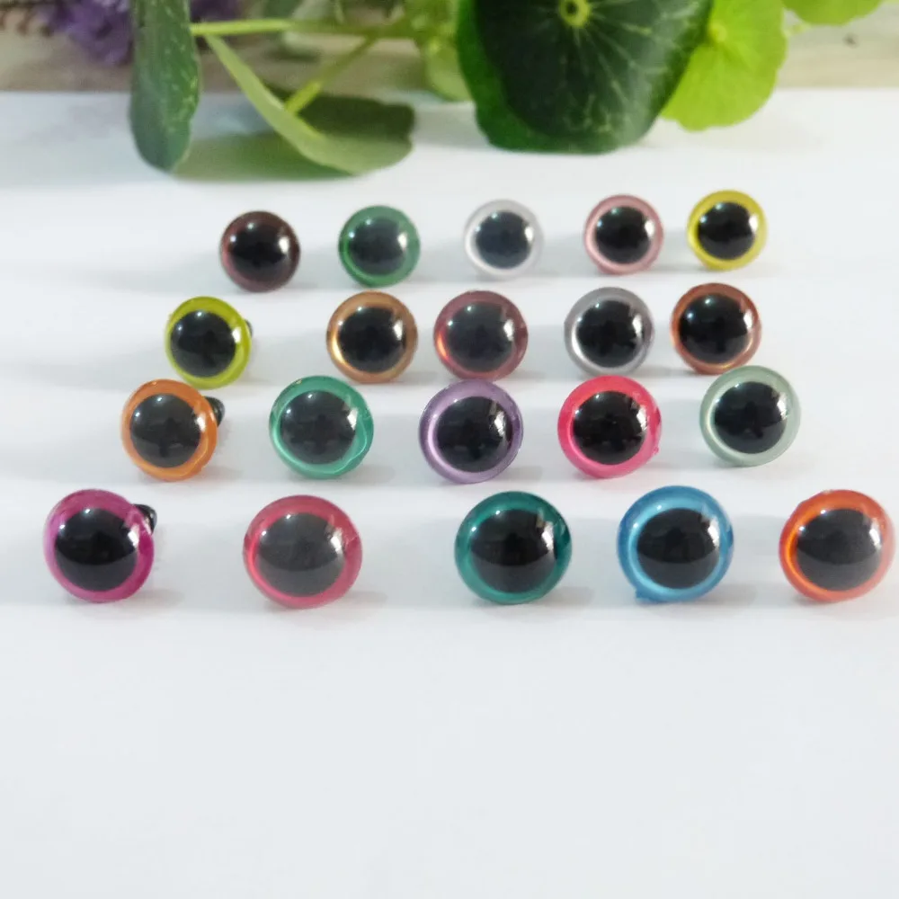 

40pcs--6/8/9/10/12/13/14/15/16/18mm handcraft paint round shape plastic toy eyes safety eyes & white hard washer-20colors option