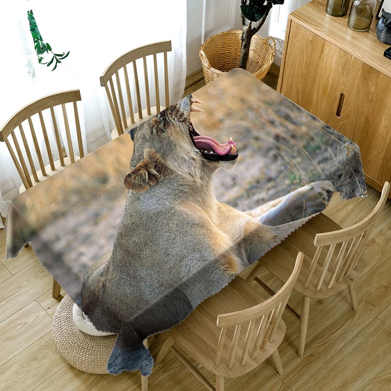

3D Animal Print Table Cloth Tiger Lion Leopard Elephant Deer Horse Home Decor Square Rectangle Round Table Cover