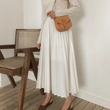 U-SWEAR Новое поступление Модная женская повседневная юбка плиссированная длинная юбка длиной до щиколотки женская уличная удобная одежда