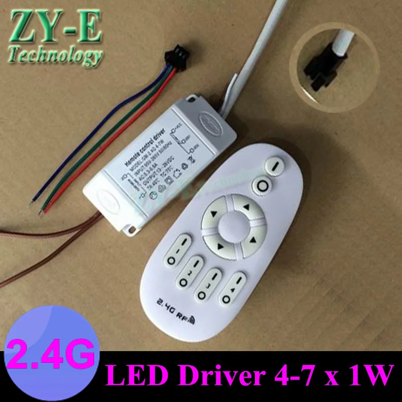 2 Set 4 7x1 W LED driver+remote controller 4W 5w 7w ceiling Lights Remote 2.4G key control