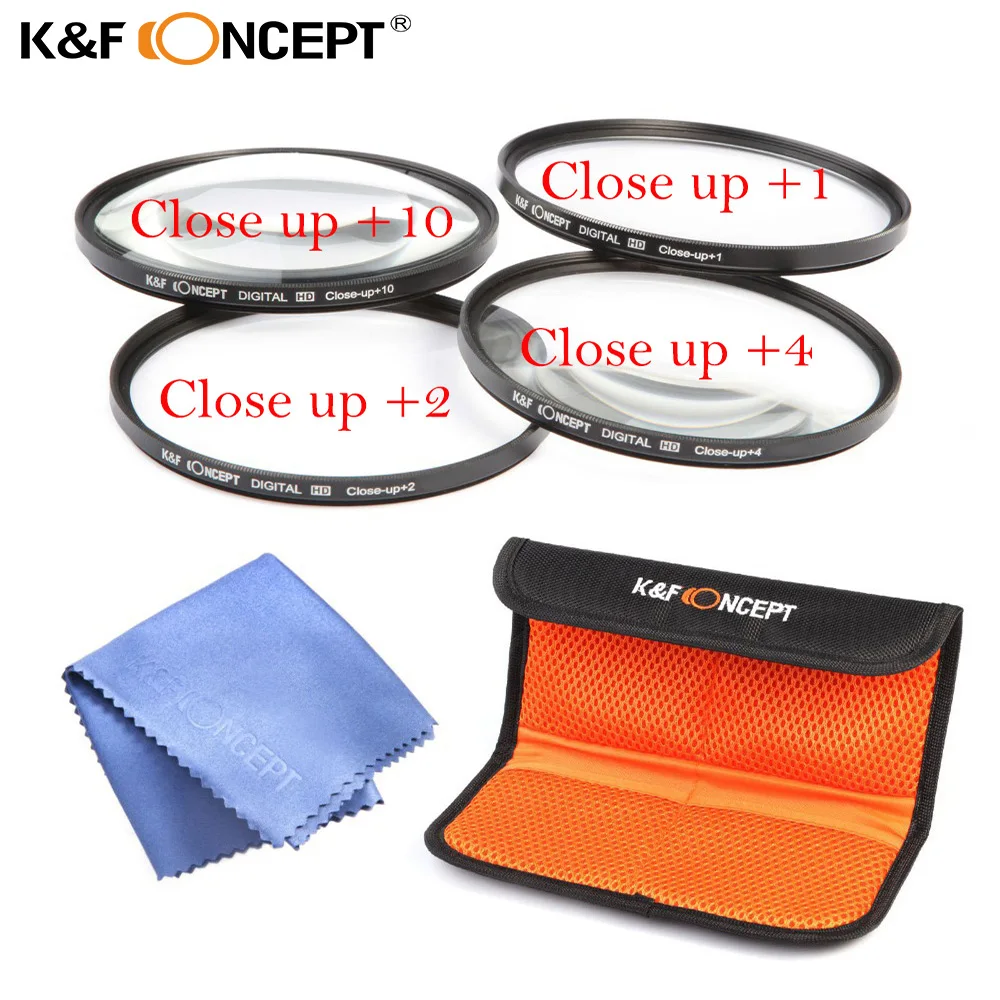 K&F CONCEPT 58mm Macro Close Up Filter Lens Kit +1 +2 +4 +10 for all