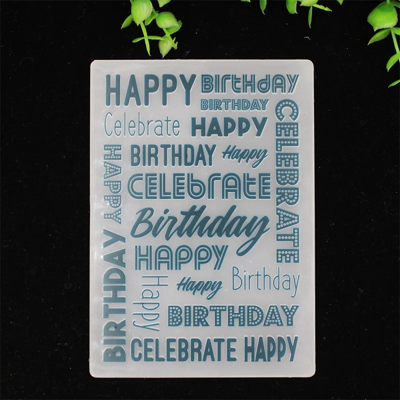 

Happy Birthday Plastic Embossing Folders for DIY Scrapbooking Paper Craft/Card Making Decoration Supplies