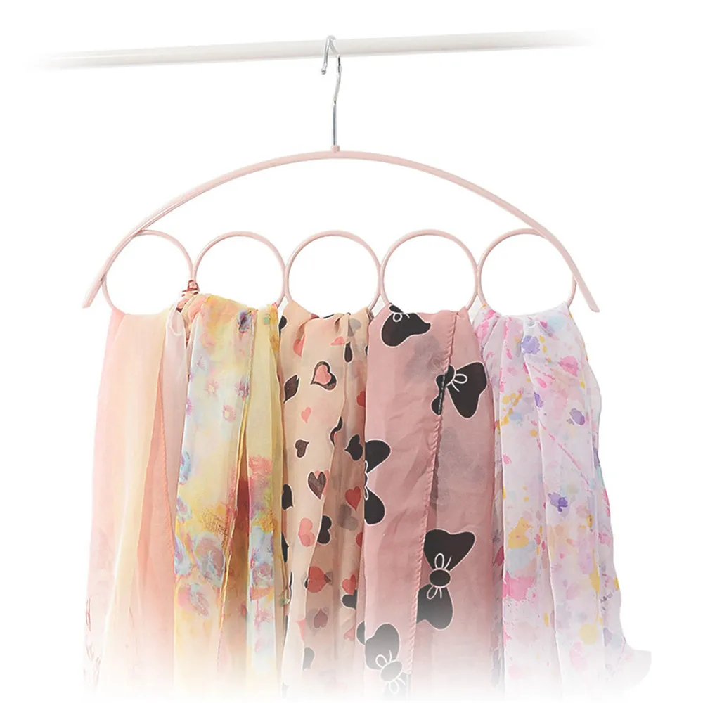 Дизайн Сушилка Одежда отделки шаль вешалка для шарфа, пояс и галстук; 5 кольцо планка с крючками для кухни крюк Подставка-дисплей# p25 - Цвет: B