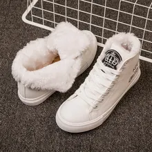 Mulheres Altas Botas de Neve de Inverno Quente Sneakers PU Botas Feminina Rendas Até Botas De Pele do Tornozelo Botines Mujer Senhoras Preto de Pelúcia zapatos