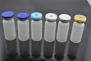 

100sets 10ml Clear Frosted Glass Vials with Silicone Stopper & Flip Off Caps, Cosmetic/Injection glass bottles with Crimp Neck