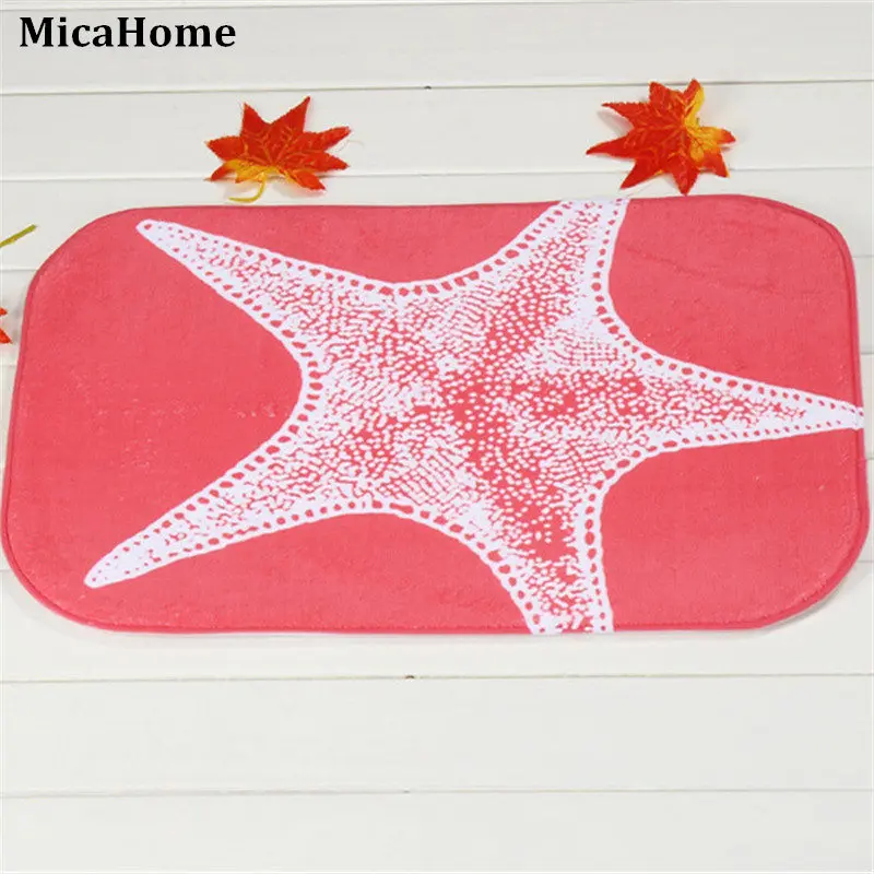 home decoration coral velvet carpet mats Red starfish doormat kitchen