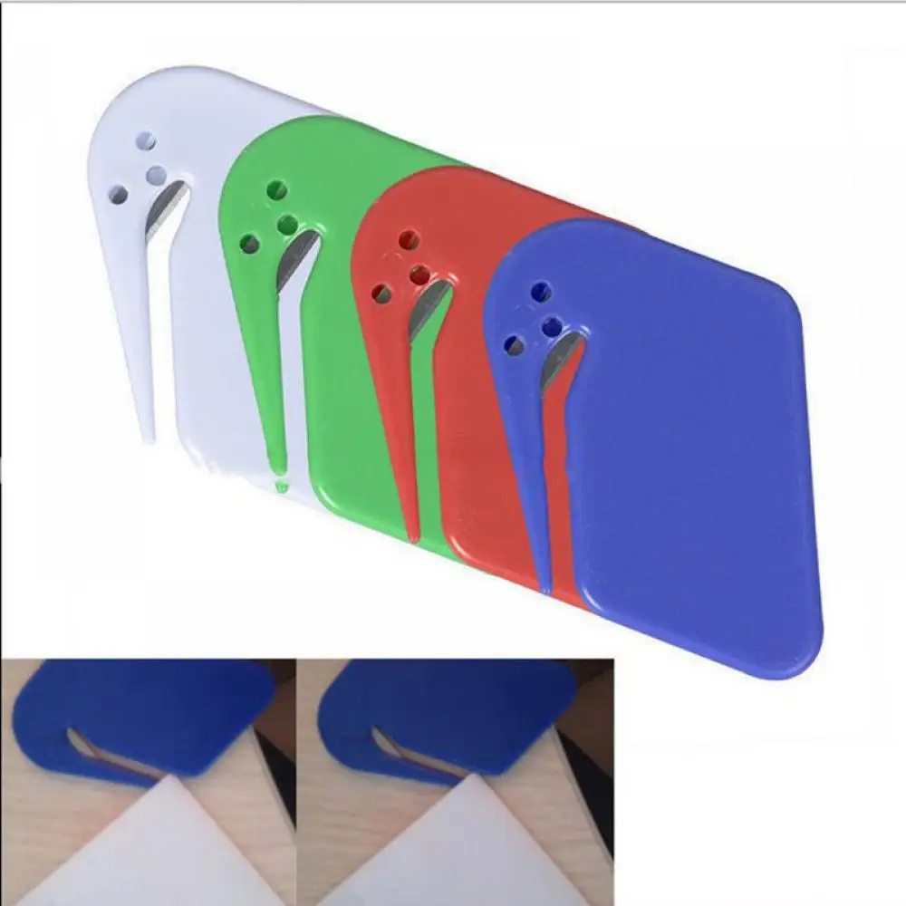 Plastic Mini Letter Knife Letter Mail Envelope Opener Safety Paper Guarded Cutter Blade Office Equipment Random