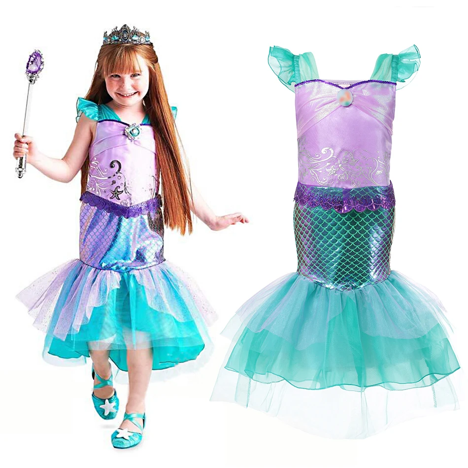 Детский праздничный костюм для девочек, платье принцессы Авроры, Ариэль, Эльза, Белль "Золушка" Жасмин София Платье Рапунцель платье, платье для дня рождения, нарядное Костюмы