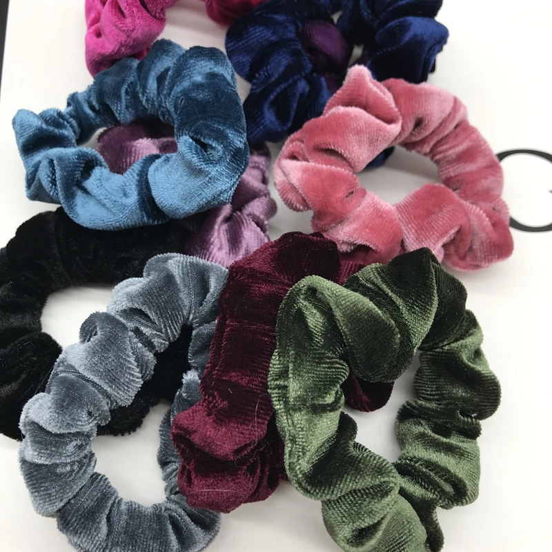 

Solid Lady Hair Scrunchies Ring Elastic Hair Bands Pure Color Bobble Sports Dance Velvet Soft Charming Scrunchie Hairband