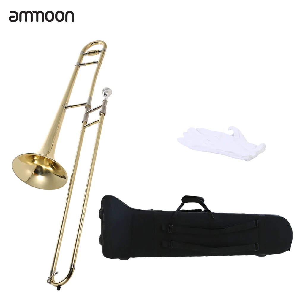 Silver Trumpet Alto Trombone Brass Bb Tone B Flat Wind Instrument with Cupronickel Mouthpiece and Gloves