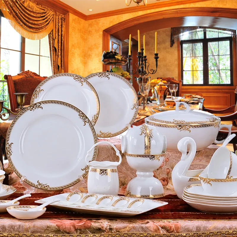 Cutlery sets dishes European high grade bone china tableware palace in