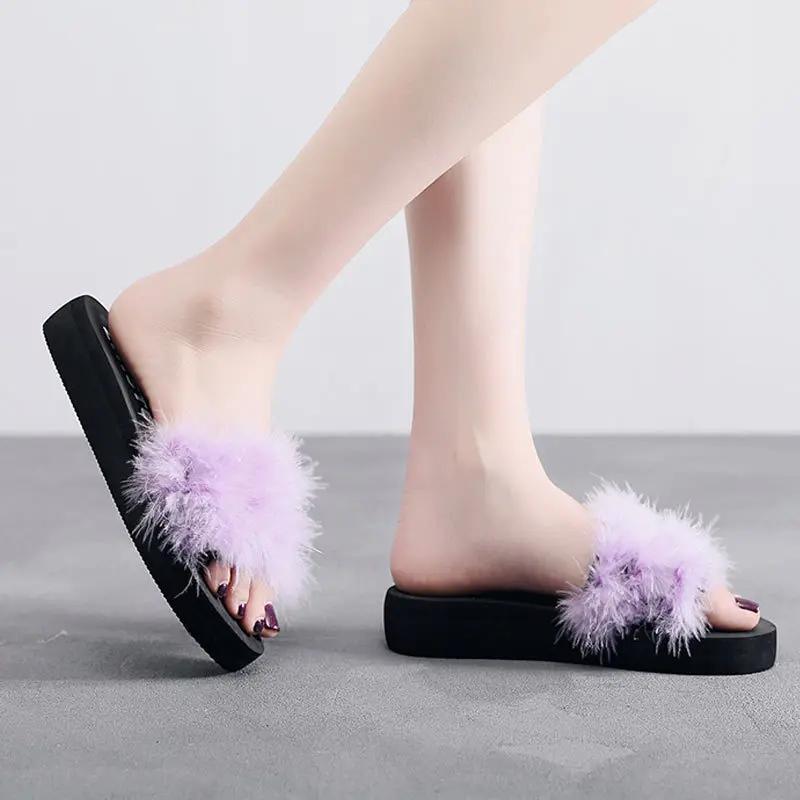 2019 New Women Home Slippers Fur Furry Slide Sweet Feather Flat Bottom Beach Shoes Female Hair Flip Flops Funny Home Sandals 2019 New Women Home Slippers Fur Furry Slide Sweet Feather Flat Bottom Beach Shoes Female Hair Flip Flops Funny Home Sandals