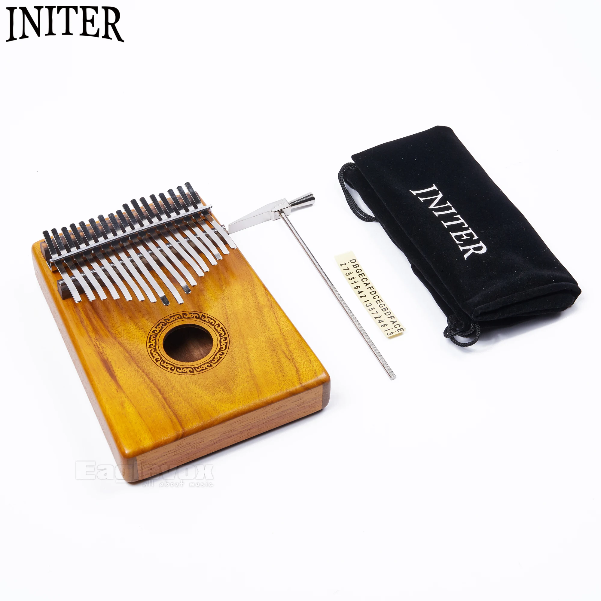 Initer 17 Keys Acacia Kalimba Thumb Piano 17 Notes With Free Carry Bag
