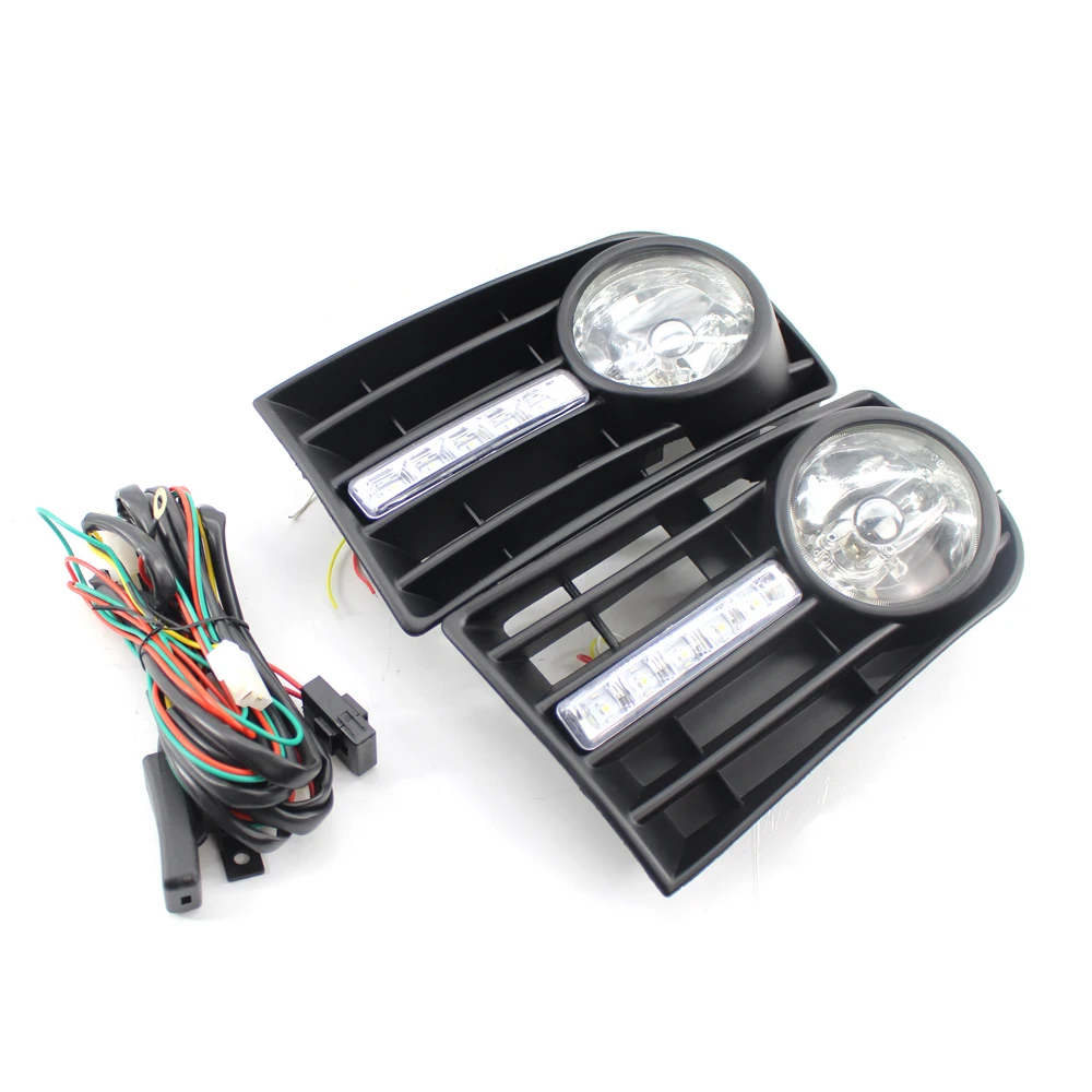 

PAIR FOG LIGHTS LAMPS GRILLE H3 FOR VW GOLF 5 MK5 RABBIT 2005-2009 & WIRING KIT CAR-STYLING