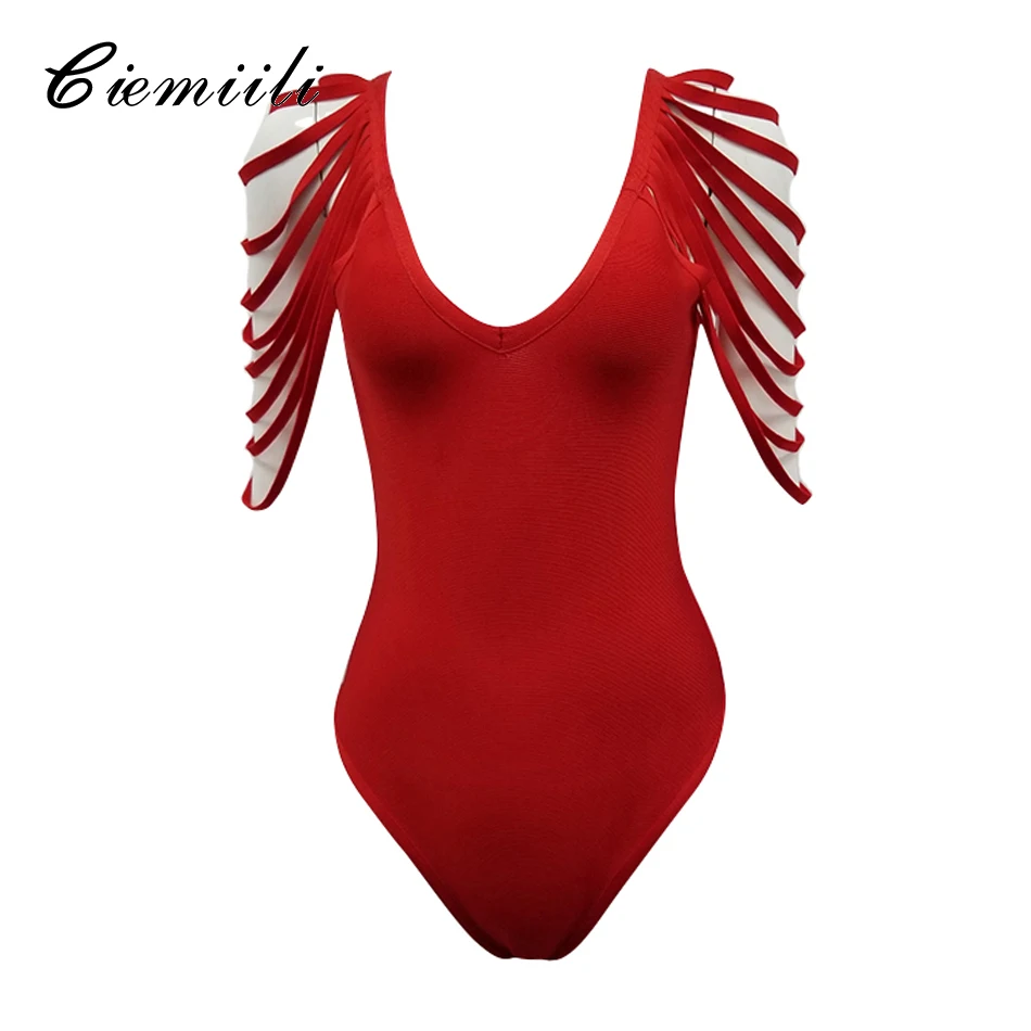 CIEMIILI 2020 New Sexy Fashion Tassel Solid Bodycon Skinny V-neck Hollow Out Women Nightclub Bandage Celebrity Bodysuit Romper CIEMIILI 2020 New Sexy Fashion Tassel Solid Bodycon Skinny V-neck Hollow Out Women Nightclub Bandage Celebrity Bodysuit Romper