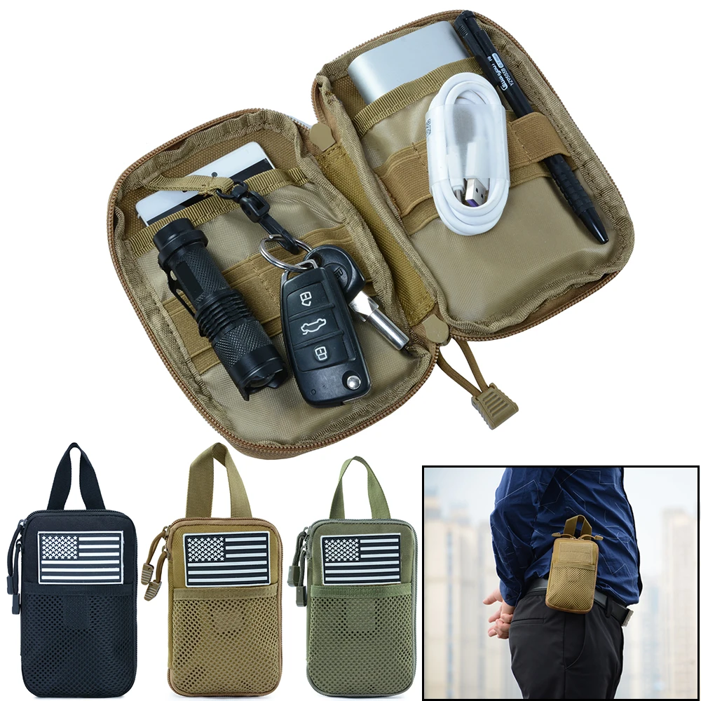 Outdoor Tactical Pockets Men Bag Canvas City Hiking Small Pockets Phone Portable Male Multi-Function Military Camouflage New D35