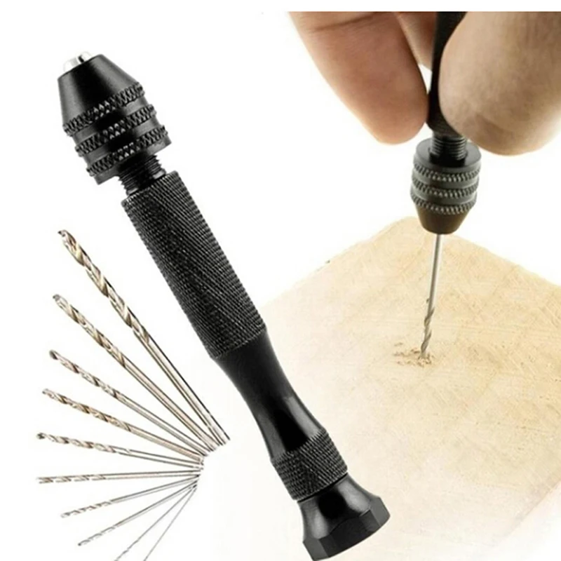 

Practical 1Set Mini Micro Aluminum Hand Drill High Speed Steel Twist Drill Bit Sets For Rotary Tools Wood Drilling