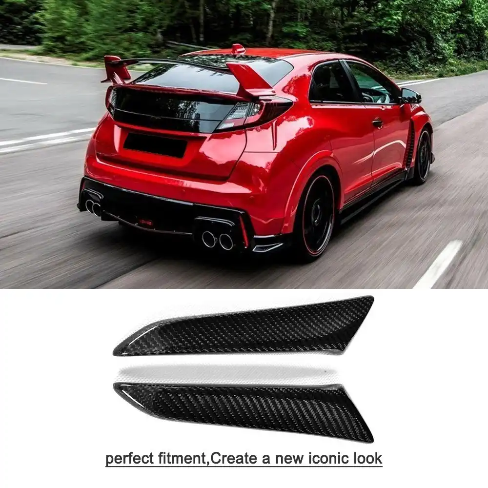 Full Carbon Fiber Rear Bumper Fins Vents Decoration Trims For Honda For Civic Type R Hatchback 4 Door 2015 2016 Bumpers Aliexpress