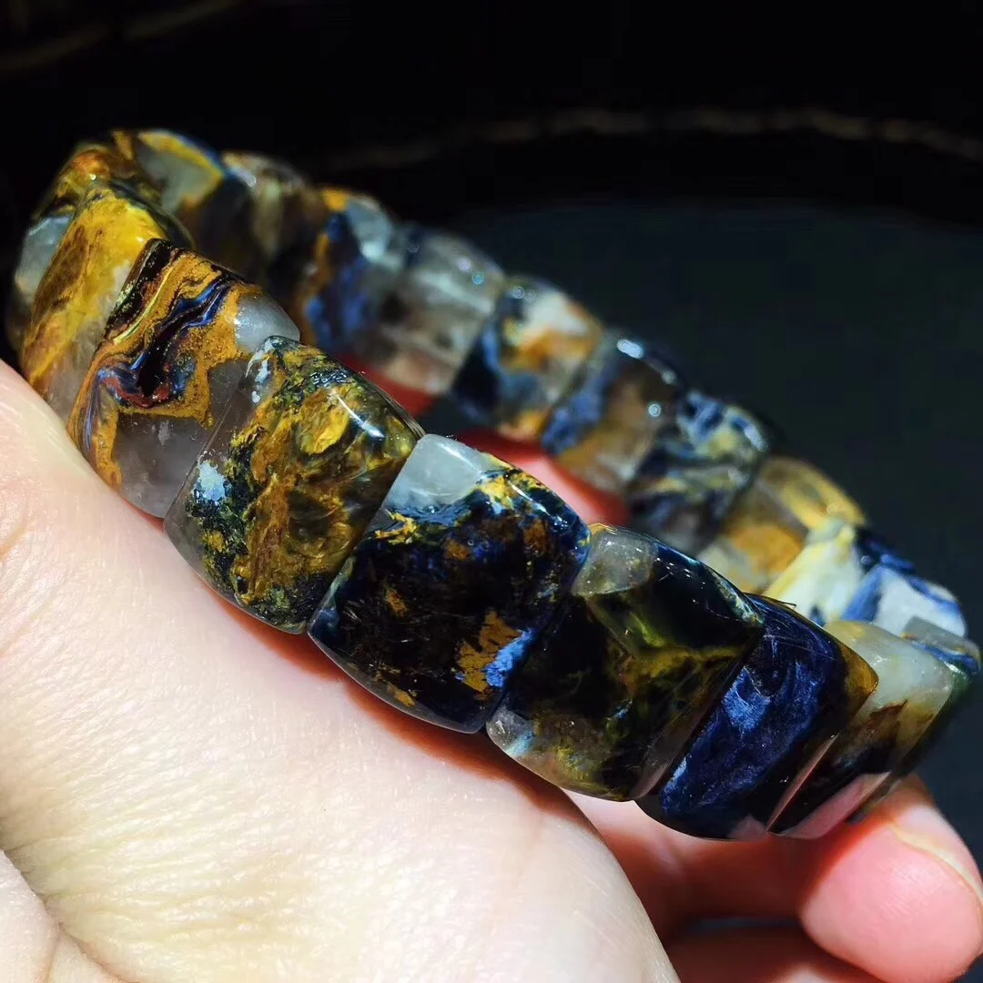 

100% 14.2x10.4x6.4mm Natural Namibia Pietersite Blue Yellow Beads Gemstone Round Bead Bracelets Man Women Drop Shipping B10377