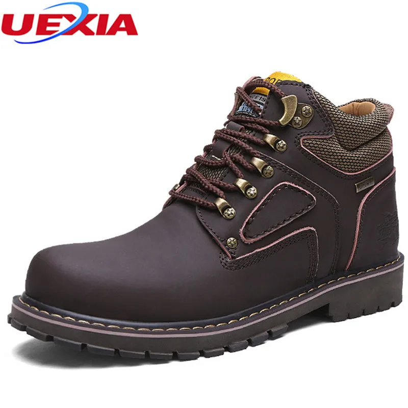

Winter Super Warm Cow Leather Ankle Snow Boots Fashion Martin Boots The Dress Boots Men Rubber Big Size 47 Footwear Chaussure