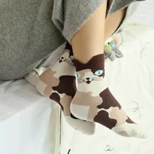 Милые носки с животными из мультфильмов; женские хлопковые теплые мягкие носки для девочек