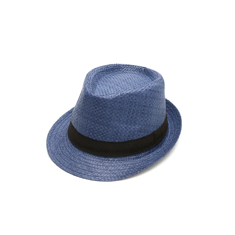 navy blue Новая мужская и женская соломенная шляпа ручной работы, дышащая Повседневная пляжная кепка для лета - Цвет: navy blue