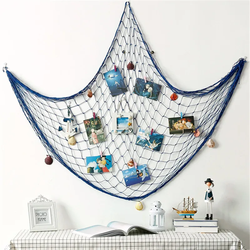 

Fashion Decorative Nautical 100X200CM Fishing Net Seaside Wall Beach Party Sea Shell Home Decor Vintage Hanging Decorations Kids