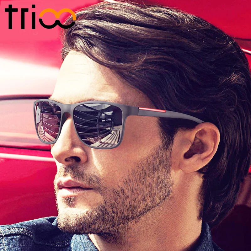TRIOO Matte Black Square Sunglasses Men Brand Designer 2017 New Sun
