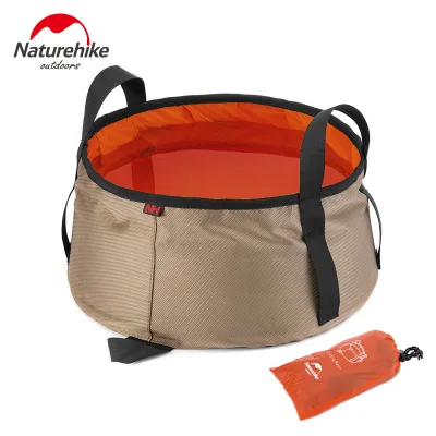 NatureHike 10L складное ведро для походов, рыбалки, Портативная сумка для воды, светильник водонепроницаемый складной бассейн, защита от разрывов, для хранения - Цвет: Оранжевый