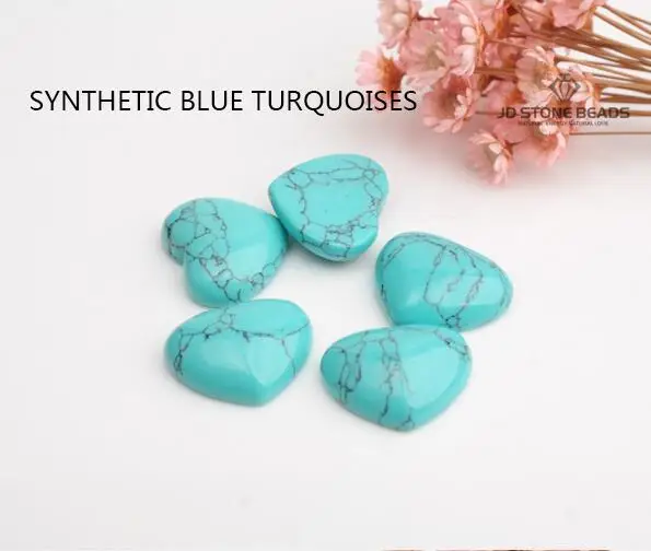 Отобранный натуральный камень сердце из кабошона 8 мм каменные бусины/лот мода Высокое качество - Цвет: BLUE TURQUOISES