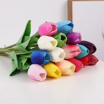 

30PC Tulips Artificial Flowers PU Latex Bouquet Real Touch Artificiales Para Decora Mini for Home Wedding Decoration Flower