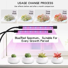 Регулируемый гусиная шея светать для комнатных растений с красно-синими светодиодами спектра двойной головкой синхронизации 9 затемняемых уровней 3 режима переключения