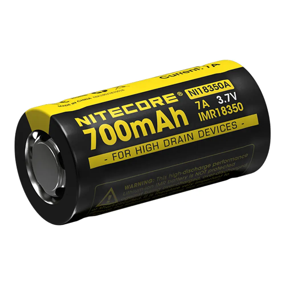 

2019 NITECORE IMR18350 7A 700mAh 3.7V 2.59Wh Lithium Rechargeable RCR123A 16340 Li-ion Battery FOR High Drain Devices Flashlight