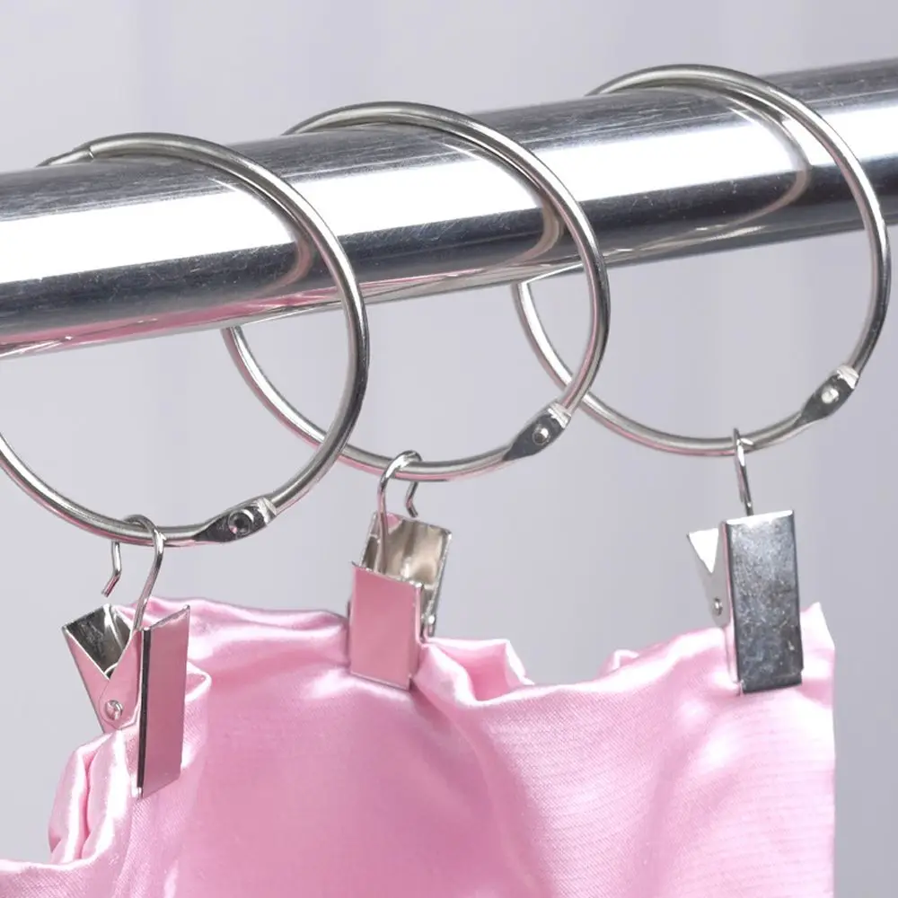 

10Pcs/Pack Stainless Steel Shower Bathroom Curtain Clips Silver Rings Hanger Hook Hang Clothes Spring Clamps Peg Pins Home Decor
