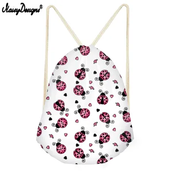 

Noisydesigns High Quality Drawstring Bag For Desigual Ladybug Small Children Backpacks Girls Boys Daily Sport Bags Drop Shipping