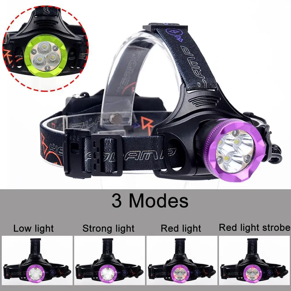 T6 LED 8000 LM USB Headlamp 4 Modes Lamp + 3 Red Light Headlightusb