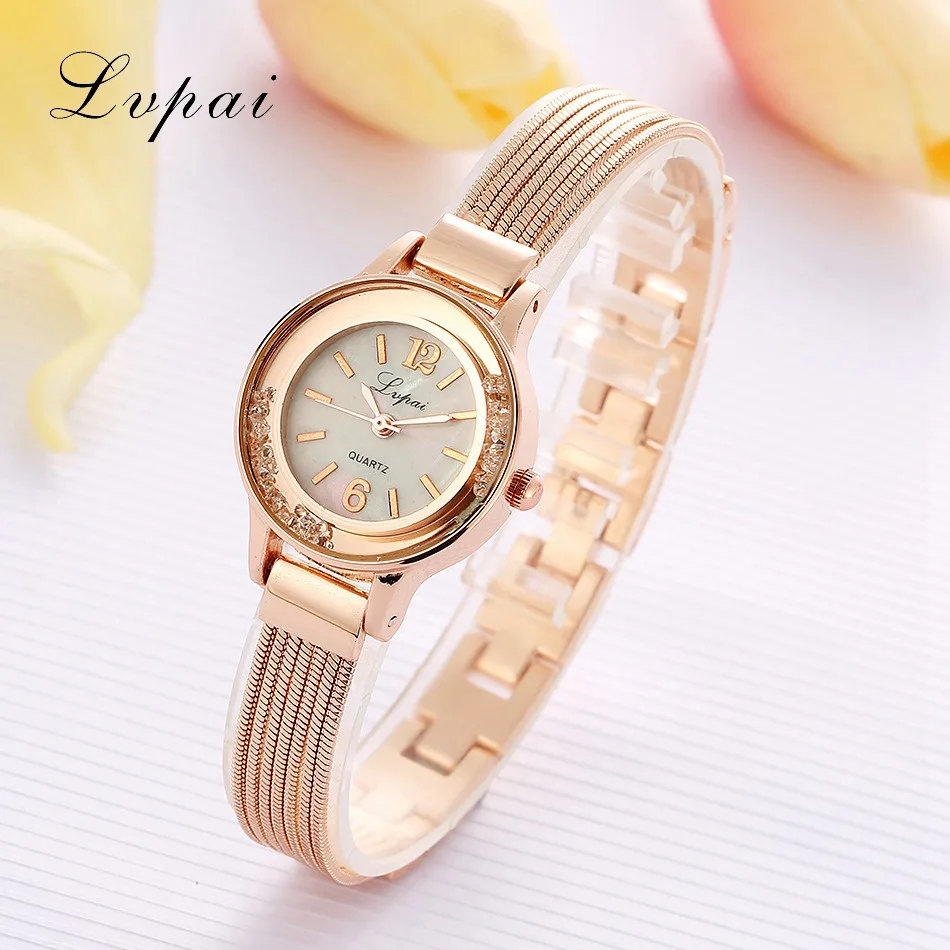 

Luxury Rose Gold Watches Women Lvpai Brand Female Fashion Crystal Quartz Wristwatches Gift Stainless Steel Watch For Women