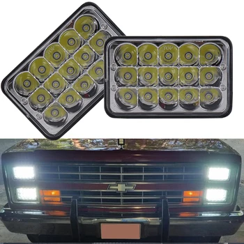 

4x Rectangular LED Headlights 4x6 Sealed Beam Square H4 Hi Lo Beam H4656 H4666 H4651 H6545 H4652 Kenworth Peterbilt Truck