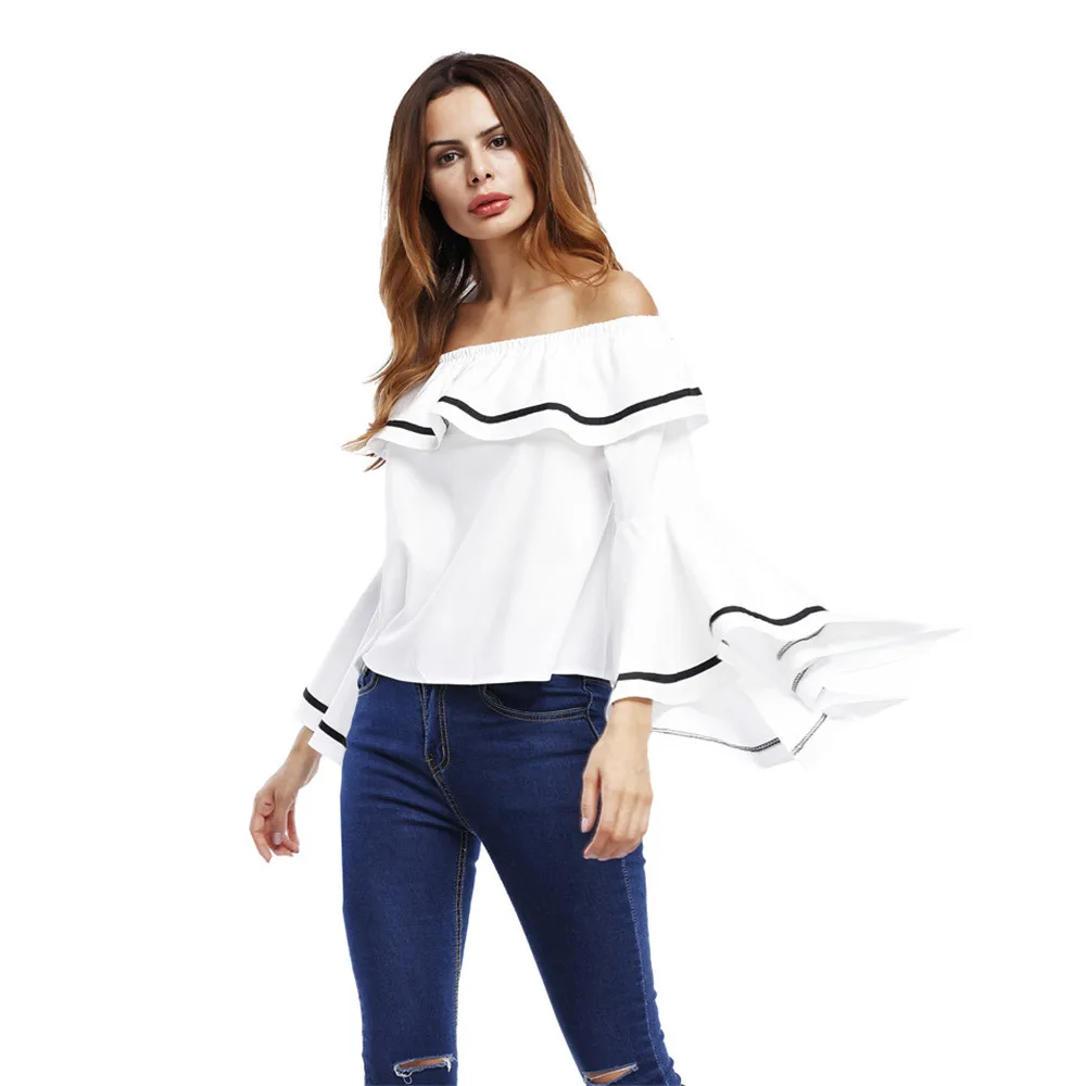Autumn Women T shirt 2017 off shoulder crop top t shirts hot sale solid short t-shirts for women clothing fashion slim t-shirt (3)