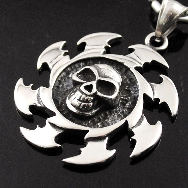 

Cool Punk Silver Darts Skull Pendant Necklace For Men 316L Stainless Steel Rock Biker Hip Hop Fashion Jewelry Party Gifts HP1283